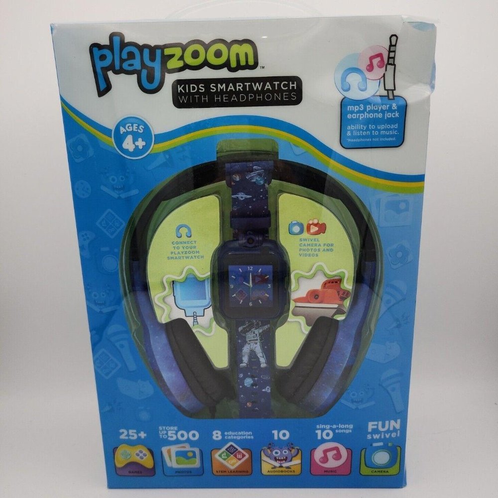 iTech Playzoom Junior Boys Headphones & Smartwatch Set - Blue Galaxy